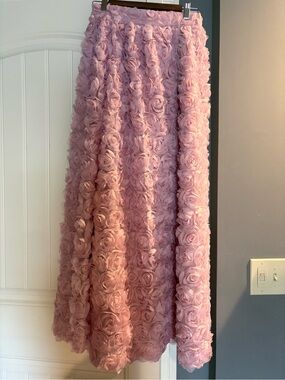Women's Pink Rosette Maxi Skirt